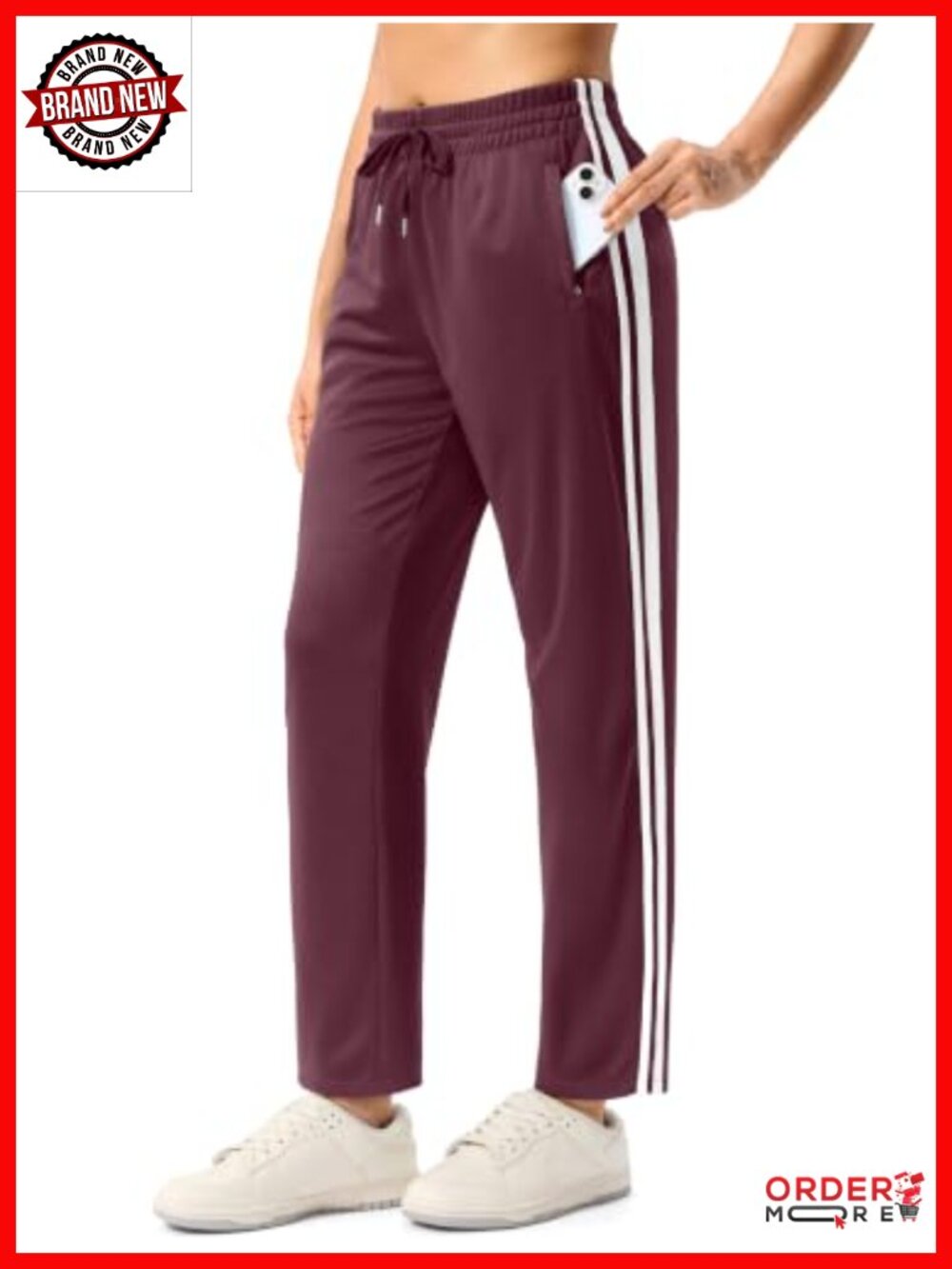 Women's Track Pants with Zippered Pockets Tapered Leg Lightweight Sweatpants